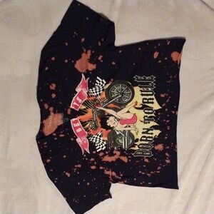Betty Boop Women's Motorcycle Born To Ride Cropped V Neck XL